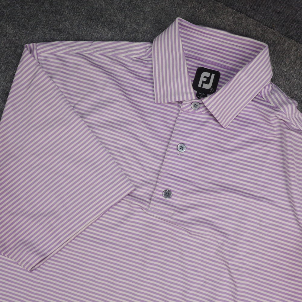 FootJoy Polo Mens Large Lisle Purple Striped Short Sleeve Golf Shirt Activewear